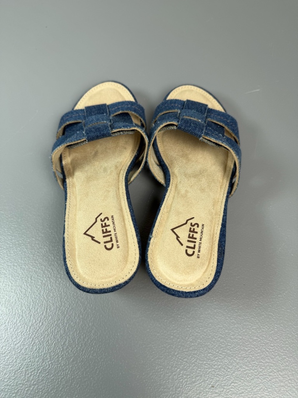Cliffs by White Mountain Candyce Dark Blue Denim Women's Wedge Sandals-Sz 6.5 - Picture 7 of 12